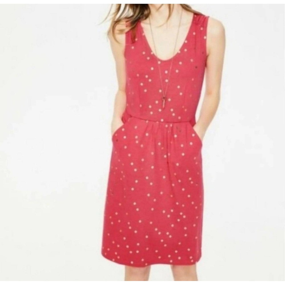 Boden Melinda Polkadot Sleeveless V-Neck Jersey Dress Womens 6R